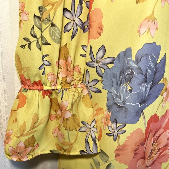 NWT Size Large Women's Off Shoulder Yellow Floral Top by Sweet Pea for NY & Co. - Picture 3 of 8